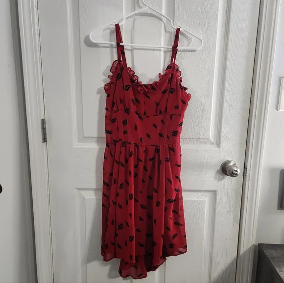 Royal Bones red chiffon high low whimsigoth dress fairy babydoll large - Picture 2 of 14
